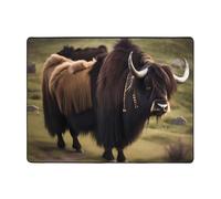 Qwvbn Mighty Highland Yak Prints Anti-slip floor mat 63x48in home décor soft and non-slip suitable for living rooms hotels and offices.