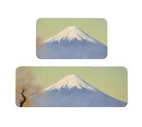 Qwvbn Mt. Fuji in the distance Prints Kitchen Floor Mat Set 2 Pieces Absorbent, Non Slip, And Comfortable. Suitable For Kitchens, Sinks, And Laundry Areas.