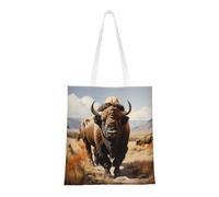 Qwvbn North American Bison Herd Canvas Tote Bags Are Reusable And Suitable For Shopping, Going To School, Going To Work, Etc.