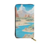 Qwvbn Oasis in The Desert Prints Leather Long Clutch Wallet for Storing Cash Checks, and Mobile Phones Suitable for Both Men and Women.