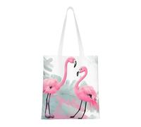 Qwvbn Pink Flamingo Canvas Tote Bags Are Reusable And Suitable For Shopping, Going To School, Going To Work, Etc.