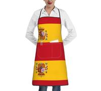 Qwvbn QWVBNSpanish flag Apron With Waterproof Pockets, Durable And Suitable for Adult Men And Women in the Kitchen.