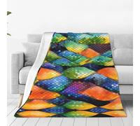 Qwvbn Rainbow Fish Scale Prints Multi-Size Super Soft Blanket 50"x40" Fluffy Soft Warm And Comfortable Suitable For Living Room Bedroom And Travel