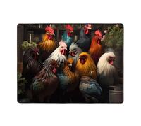 Qwvbn Rooster Family Portfolio Prints Anti-slip floor mat 63x48in home décor soft and non-slip suitable for living rooms hotels and offices.