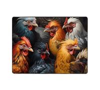 Qwvbn roosters dressed in many colors Prints Anti-slip floor mat 63x48in home décor soft and non-slip suitable for living rooms hotels and offices.