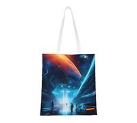 Qwvbn Science Fiction Future Canvas Tote Bags Are Reusable And Suitable For Shopping, Going To School, Going To Work, Etc.