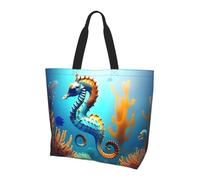 Qwvbn Seabed coral seahorse Prints Women'S Single-Shoulder Shopping Bag Spacious Stylish Design Perfect For Daily Commutes And Shopping.