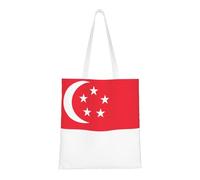 Qwvbn Singapore Flag Canvas Tote Bags Are Reusable And Suitable For Shopping, Going To School, Going To Work, Etc.