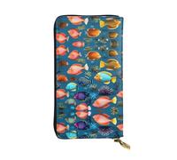 Qwvbn Submarine Reef Fish Prints Leather Long Clutch Wallet for Storing Cash Checks, and Mobile Phones Suitable for Both Men and Women.