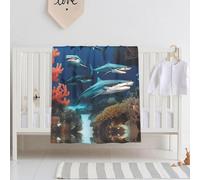 Qwvbn Submarine shark coral Ultra-soft baby blanket Soft, breathable, and free of harmful substances, this blanket is perfect for babies.