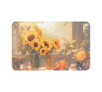 Qwvbn Sunflowers under the windowsill Prints Non-slip floor mat 20x31.5in comfortable and non-slip suitable for bathrooms doorways and kitchens.