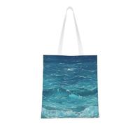 Qwvbn The Deep Blue Sea Canvas Tote Bags Are Reusable And Suitable For Shopping, Going To School, Going To Work, Etc.