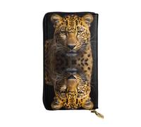 Qwvbn The deep-Eyed Leopard Prints Leather Long Clutch Wallet for Storing Cash Checks, and Mobile Phones Suitable for Both Men and Women.