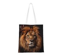 Qwvbn The Lion'S Gaze Canvas Tote Bags Are Reusable And Suitable For Shopping, Going To School, Going To Work, Etc.