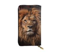 Qwvbn The Lion's Gaze Prints Leather Long Clutch Wallet for Storing Cash Checks, and Mobile Phones Suitable for Both Men and Women.