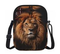 Qwvbn The Lion's Gaze Prints Zipper crossbody bag