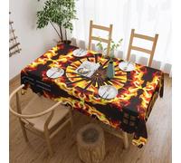 Qwvbn Turning the flame Square lace tablecloth 54x72in waterproof and wrinkle-resistant, suitable for dining tables and tea tables