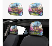 Qwvbn Unicorn Fairy Tale Prints Car headrest covers 2-pack, soft and comfortable, good stretchability for cars, trucks and vans