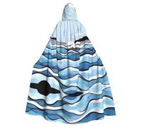 Qwvbn Waves lapping at the rocks Hooded Halloween Role Play Costume Robe Cloak Cape Lightweight Draped Cloak Jacket