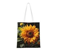 Qwvbn Yellow Sunflower On A Brown Background Canvas Tote Bags Are Reusable And Suitable For Shopping, Going To School, Going To Work, Etc.