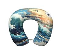 QWVBNComfortable Memory Foam Wave Sailboat Seagull U-Shaped Pillow, Easy to Disassemble Ideal for Travel, Camping, and Relaxation