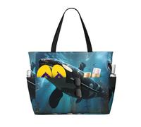 QWVBNHuge killer whales Beach travel bag, lightweight and reusable, suitable for family trips, gym and outdoor adventures.