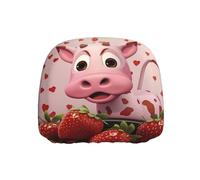 QWVBNPink Cow with Strawberries Printed Car Headrest Cover, Soft And Comfortable, Suitable for Cars, Lorries And off-Road Vehicles.
