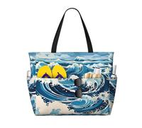 QWVBNUkiyo-e style waves Beach travel bag, lightweight and reusable, suitable for family trips, gym and outdoor adventures.