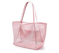 QWWQYDY Beach Bag With Zip Beach Bag Mesh One-shoulder Tote Men And Women Go Out To Carry Toilet And Swimsuit Storage(Pink)
