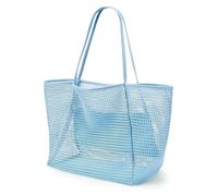 QWWQYDY Beach Bag With Zip Beach Bag Mesh One-shoulder Tote Men And Women Go Out To Carry Toilet And Swimsuit Storage(Sky blue)