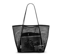 QWWQYDY Beach Bag With Zip Beach Bag Mesh One-shoulder Tote Men And Women Go Out To Carry Toilet And Swimsuit Storage(Black)