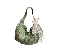 QWWQYDY Beach Bag With Zip Handmade Crochet Underarm Bag Summer Knitting Women's Shoulder Large Capacity Hollow Out Weaving Beach Mesh Tote Handbag(Green)