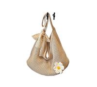 QWWQYDY Beach Bag With Zip Handmade Crochet Underarm Bag Summer Knitting Women's Shoulder Large Capacity Hollow Out Weaving Beach Mesh Tote Handbag(Beige)
