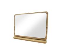 QWWQYDY Vanity Mirror Wooden Desk Mirror Swivel Single-Sided Makeup Table Mirror, Portable Removable Countertop Private Room High-Definition Make Up(YG-01)