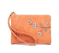QWWQYDY Women Wallet Fashion Fresh Flower Small Wallet Women Soft Leather Ladies Purses Short Female Wallet Girl with Wristlet(Orange)