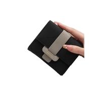 QWWQYDY Women Wallet Purse Female PU Plaid Buckle Simple Multi-Card Folding Triple Fold Bag Large Capacity Student Ladies Daily(Black)