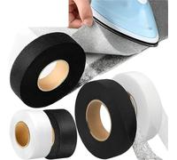 QWWQYDY Wonder Web Iron On Hemming Tape Double-sided Non-woven Interlining Adhesive Fabric Clothes Hem Tapes Black White DIY Sewing Patchwork Acces(Wide 2cm Black,1 Roll (25.0M))