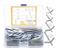 qxayxa 123 Pcs Plasterboard Fixings - Wing Spring Toggle Bolts and Drywall Screws, M3/M4/M5/M6 Spring Toggle Fixings, Hollow Cavity Dry Wall Anchors Screws and Wing Nuts