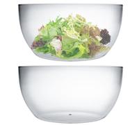 Qxbekmor Large Acrylic Salad Bowls and Serving Bowls, Great for Serving Salad, Popcorn, Chips, Dips, Condiments, Break-Resistant Set of 2, Clear 146 oz