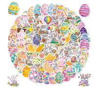 QXCFTW 100Pcs Easter Bunny Stickers, Egg Cutouts Bulletin Board Decoration Set, DIY Easter Themed Pattern, Colorful Egg Bunny Chick Decals Stickers, for Decorations Home Party Ornaments