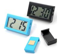 QXCFTW 2 pcs Small Digital Clock, Small Digital for Home & Journey, Compact Silent Alarm Clock with No Ticking, Portable Desk for Bedroom, Nightstand, Office,Read LED Display (Blue、Black)