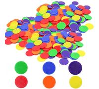 QXCFTW 200 Pcs Colored Bingo Chips, 20mm Plastic Counters, 6 Colours Plastic Tokens Coins, Numicons for Kids, Math Counting Education Game