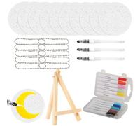 QXCFTW 36-Piece Creative Sponge Painting Art Set for Kids, Sponge Painting Set Kids, DIY Craft Kit with Display Easel, 12-Colour Markers, Cotton Blocks and Pearl Chains for Puffy Art Projects