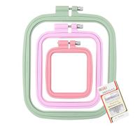QXCFTW 3Pcs ABS Embroidery Hoop Rectangle Square Embroidery Frame Cross Stitch Hoop Sewing Tool for Art Craft Handy Sewing (Multicolor),with Gold Eye Embroidery Needles, Cross Stitch Frame