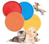 QXCFTW 4 Pack Dog Frisbee,Frisbee Dog Toy, Frisbee,Outdoor Dog Toys,Rubber Flying Discs,Suitable for Small and Large Dogs, Entertainment, Training, and Exercise(Blue+Orange+Yellow+Red)