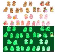 QXCFTW 60PCS Mini Capybara Figures, Glow in The Dark Resin Animals for Fairy Gardens, DIY Crafts, Home Decor, 2.5cm Cute Waterproof Miniature Models