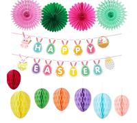 QXCFTW Easter Bunting Banner, Banner Decorations, Easter Honeycomb Bunny Decorations, Hanging Party Home Decoration, for Home Decoration, School Party