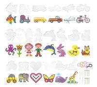QXCFTW Hama Beads Set, 20pcs Fuse Beads, 5mm Clear Animal Shape Plastic Pegboards, Craft Tray & Chain Accessories for Boys & Girls
