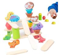 QXCFTW Toddler Toys, Dinosaur Toys, Toys for Ages 2-4 Boys Girls Kids,Wooden Dinosaur Building Blocks Classification, Stacking, and Balancing Toys