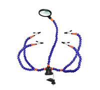 QXCIVR Soldering Third Helping Hand 3X Magnifier PCB Soldering Station with 5Pcs Flexible Arms Welding Repairing Tool(Blue 3X Magnifier)